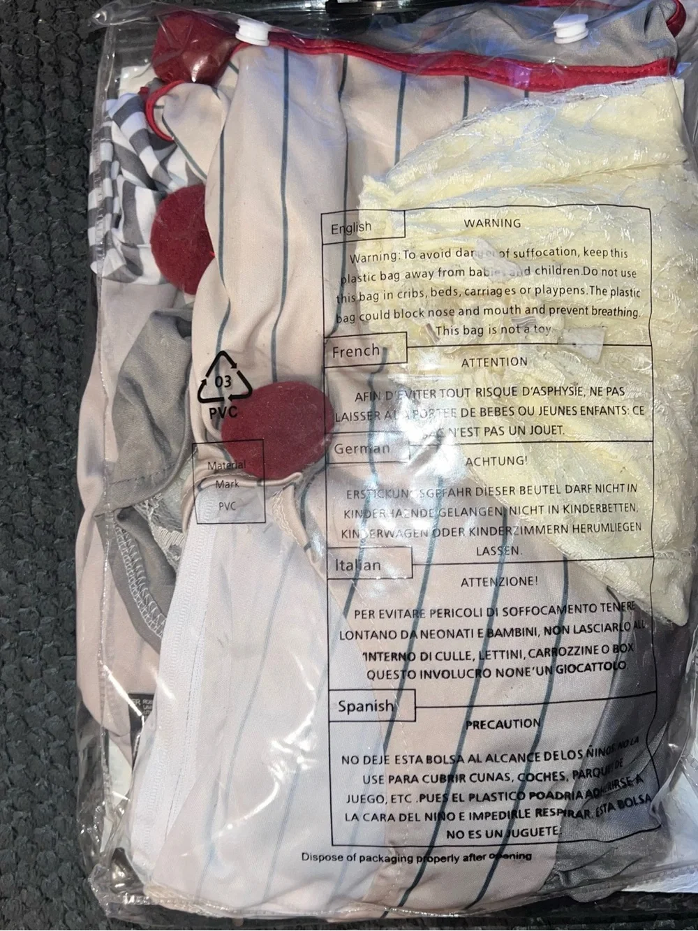 Leg Avenue Creepy Clown Costume - Gray, White, Red - Picture 2 of 4